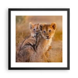 Affiche dans un cadre noir - Poster - Ne pas déranger! On s'amuse - 40x40 cm