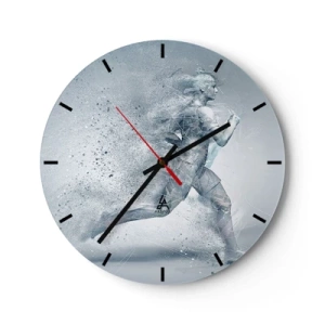 Horloge murale - Pendule murale - La silhouette d'une figure en train de courir dans une forme dynamique et abstraite - 30x30cm - Une énergie cristalline - Décoration murale moderne pour le salon, la cuisine et la chambre ARTTOR