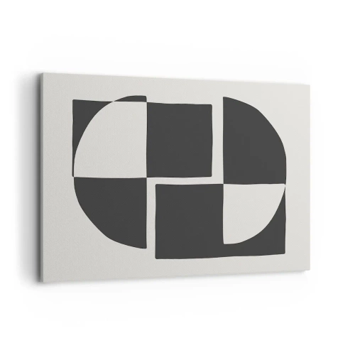 Impression sur toile - Image sur toile - Formes géométriques abstraites en noir et blanc - 120x80cm - Antithèse - Synthèse - Décoration murale moderne pour le salon et la chambre ARTTOR