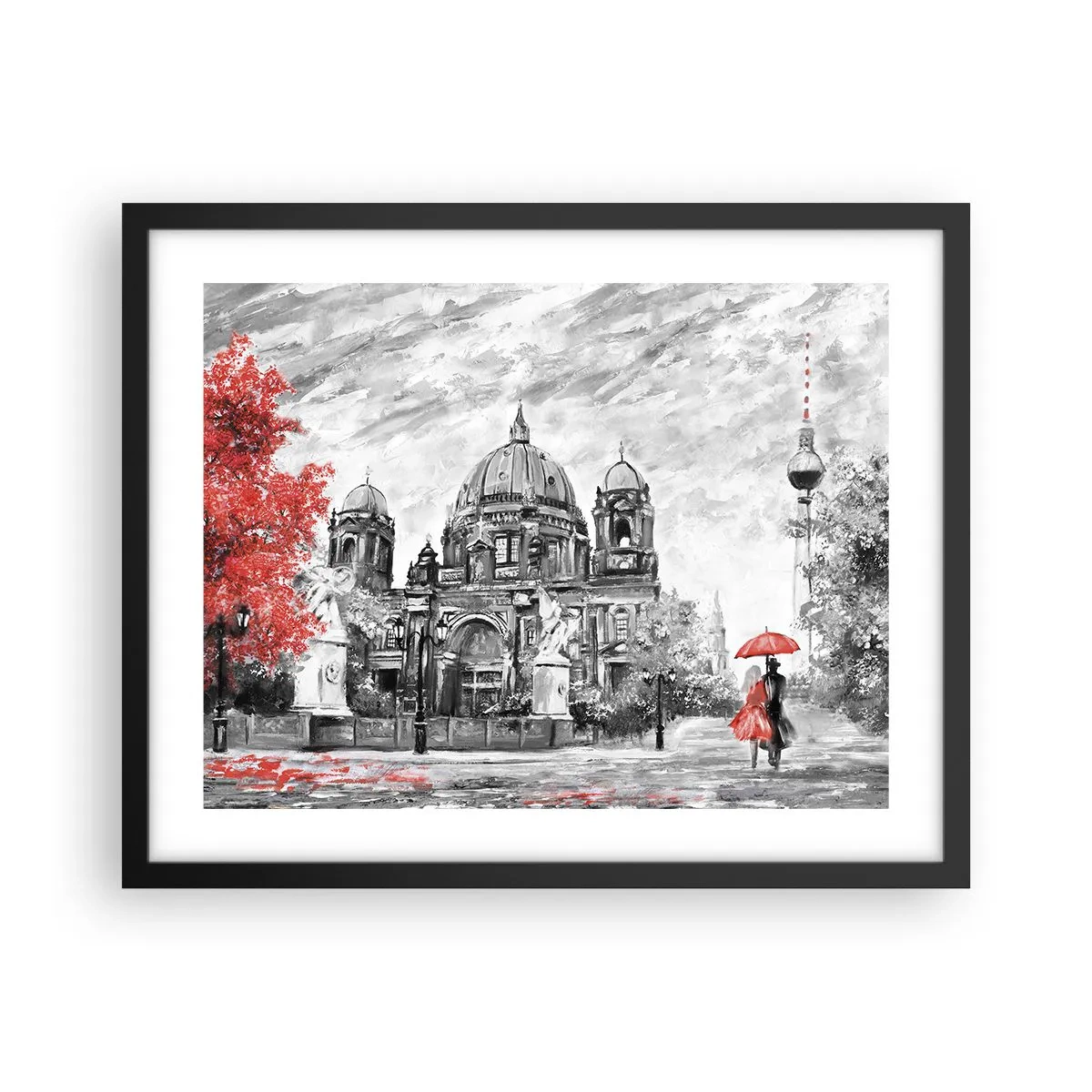 Affiche dans un cadre noir - Poster - Rencontre berlinoise - 50x40 cm