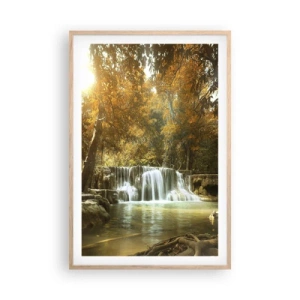 Affiche dans un chêne clair - Poster - Cascade du parc - 61x91 cm
