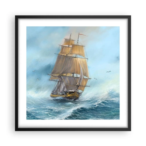 Affiche dans un cadre noir - Poster - Se précipitant sur les vagues - 50x50 cm