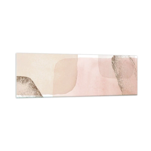 Impression sur verre - Image sur verre - Taches pastel avec éléments dorés - 160x50cm - Regard à travers la couleur - Décoration murale moderne pour le salon et la chambre ARTTOR