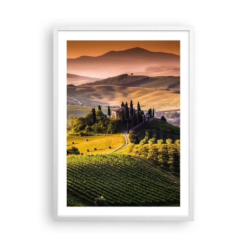 Affiche dans un cadre blanc - Poster - Arcadie - le paysage toscan - 50x70 cm