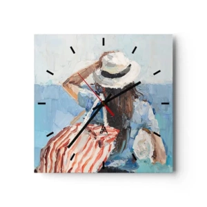 Horloge murale - Pendule murale - Bienvenue à vos vacances - 40x40 cm