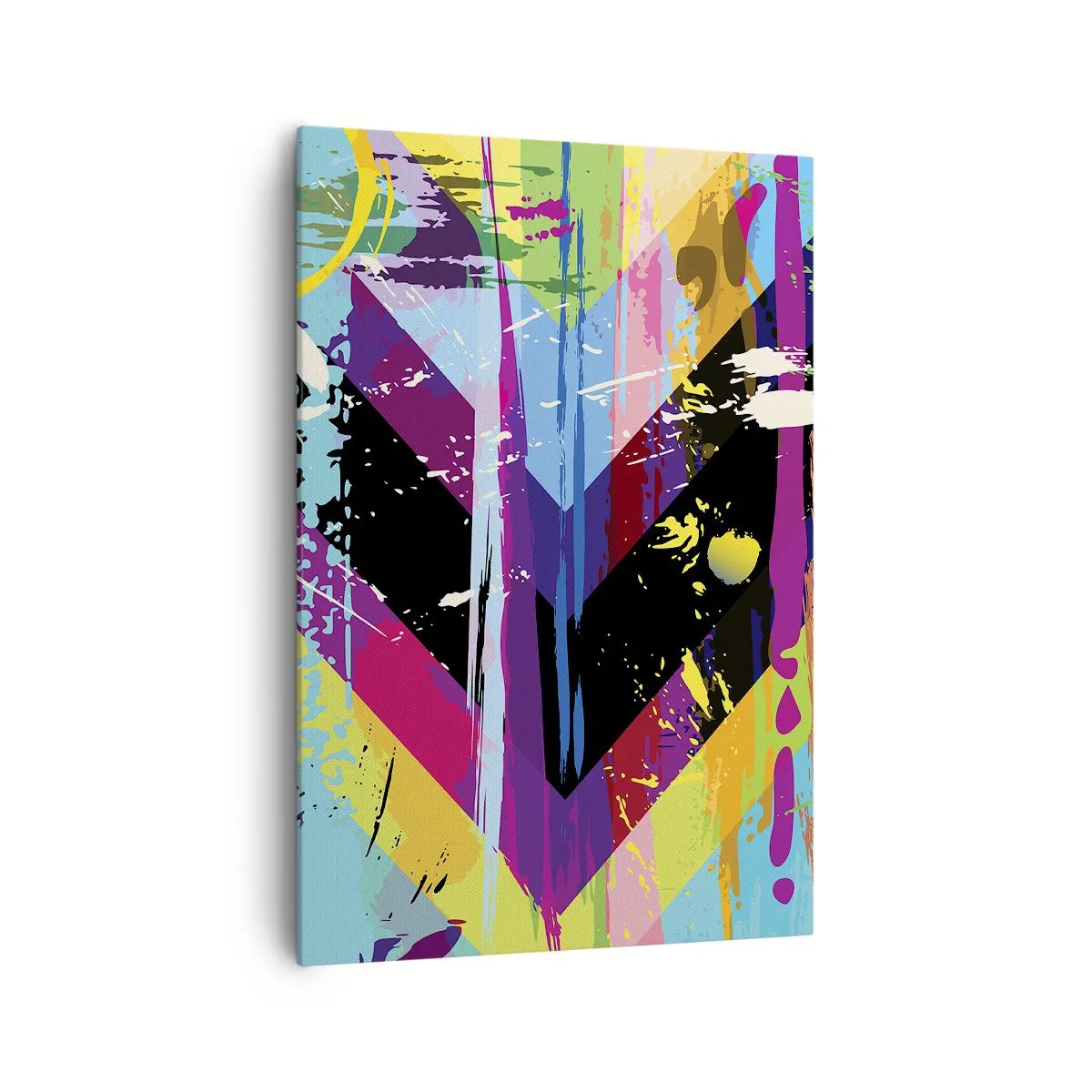 Impression sur toile - Image sur toile - Motif abstrait avec des formes géométriques colorées - 70x100cm - De haut en bas - Décoration murale moderne pour le salon et la chambre ARTTOR