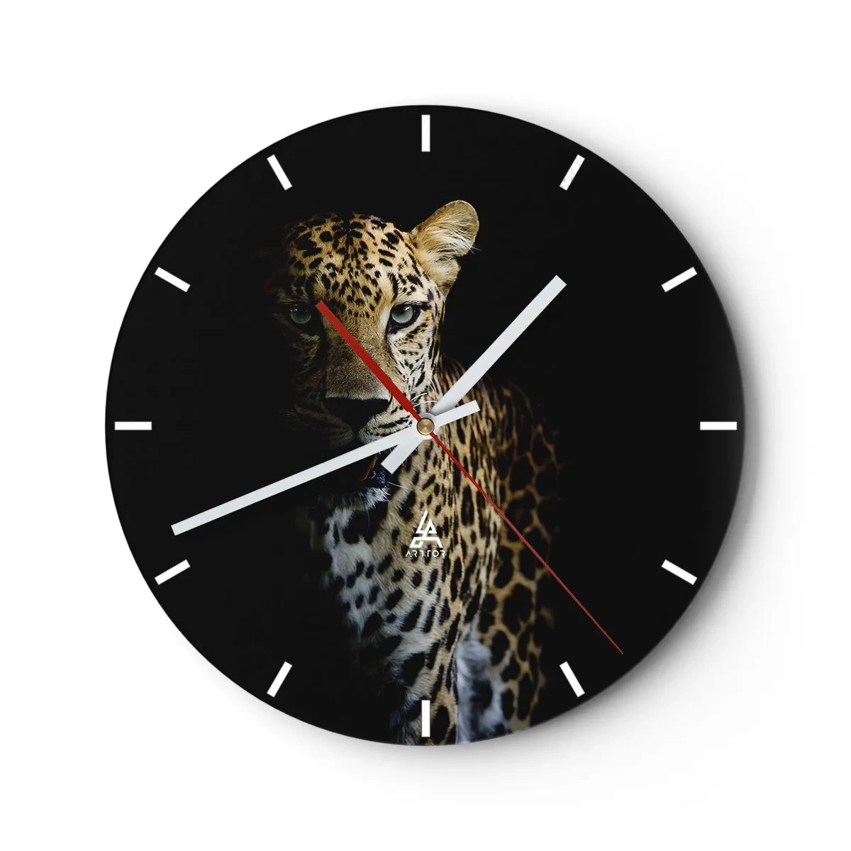 Horloge murale - Pendule murale - Panthère sur fond noir à mi-ombre - 30x30cm - Beauté sombre - Décoration murale moderne pour le salon, la cuisine et la chambre ARTTOR