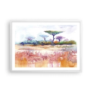 Affiche dans un cadre blanc - Poster - Couleurs de savane - 70x50 cm