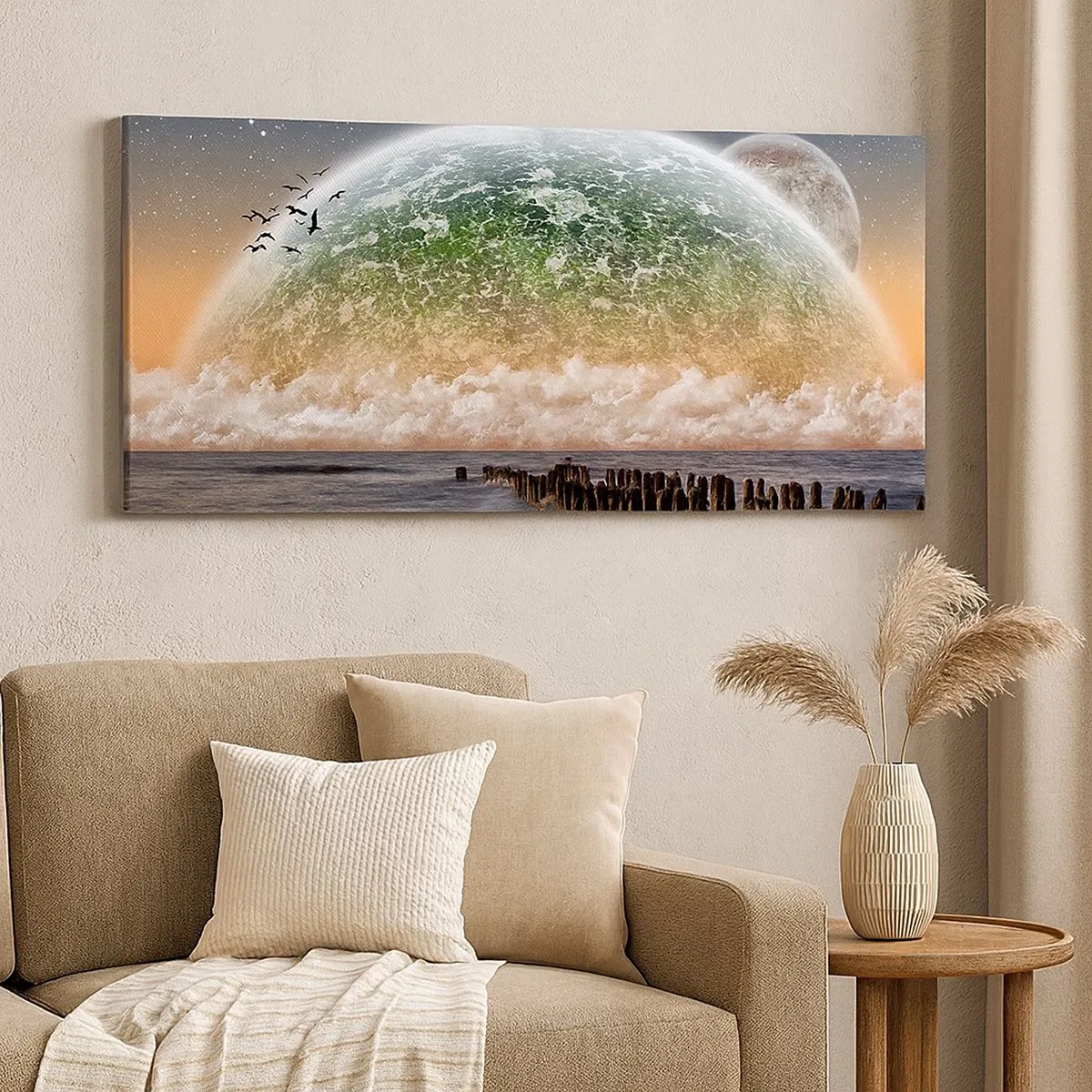 Impression sur toile - Image sur toile - Et le monde est sorti de l'eau - 100x40 cm