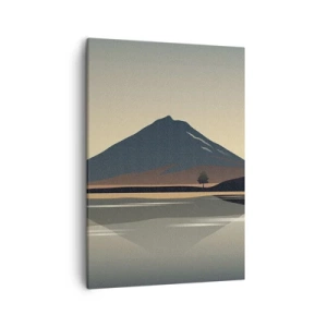 Impression sur toile - Image sur toile - Paysage de montagne minimaliste avec reflet dans l'eau - 50x70cm - Reflet de miroir - Décoration murale moderne pour le salon et la chambre ARTTOR