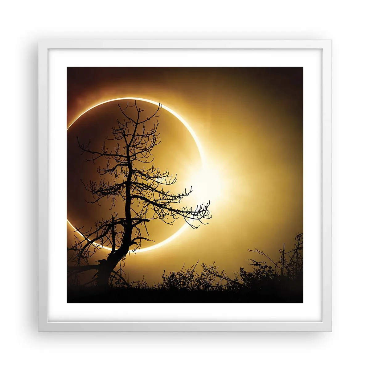 Affiche dans un cadre blanc - Poster - Éclipse totale - 50x50 cm