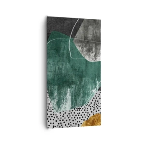Impression sur toile - Image sur toile - Abstraction colorée avec feuille d'or - 65x120 cm
