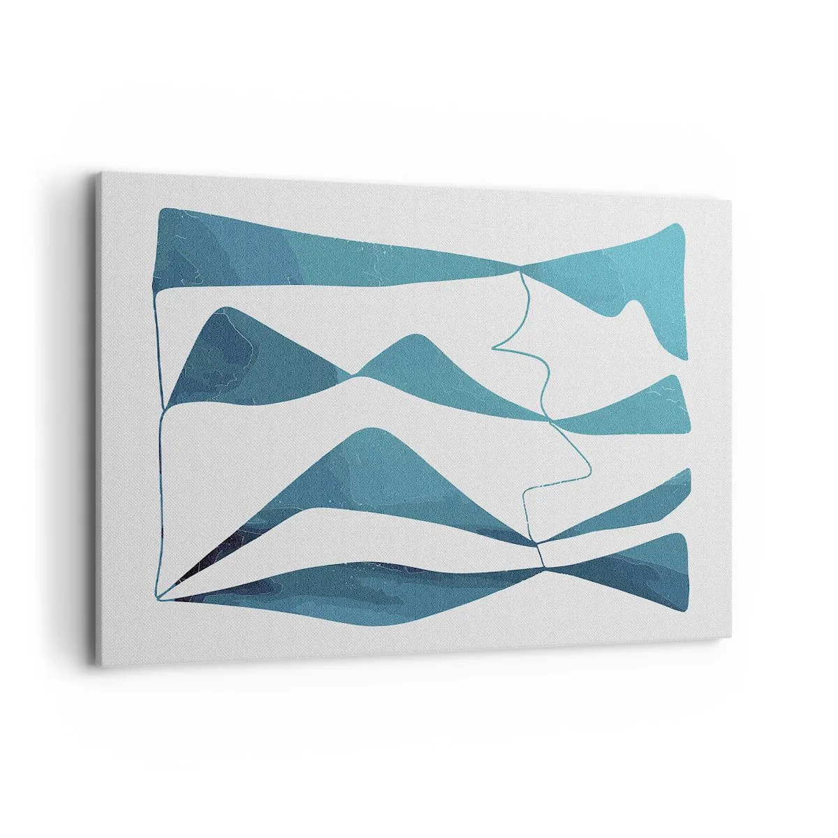 Impression sur toile - Image sur toile - Formes abstraites dans des tons de bleu sur fond blanc - 120x80cm - Abstraction : composé turquoise - Décoration murale moderne pour le salon et la chambre ARTTOR