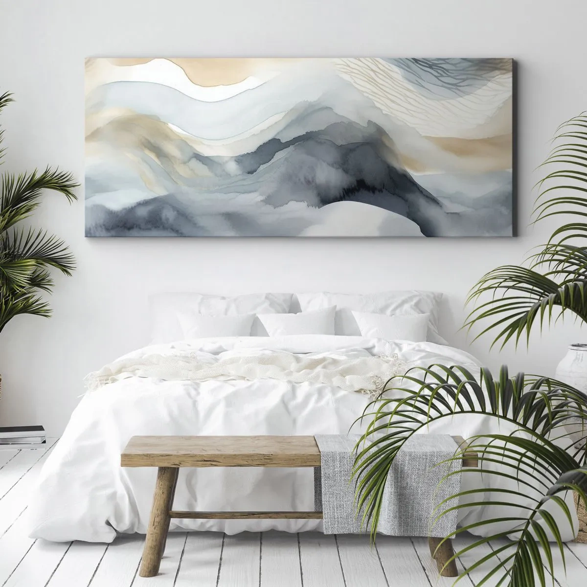Impression sur toile - Image sur toile - Abstraction enneigée et brumeuse - 100x40 cm