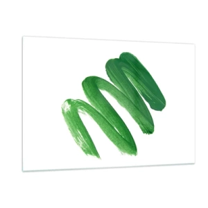 Impression sur verre - Image sur verre - Coup de pinceau vert dynamique sur fond blanc - 120x80cm - Blague verte - Décoration murale moderne pour le salon et la chambre ARTTOR