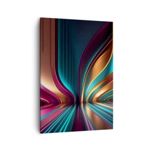 Impression sur toile - Image sur toile - Abstraction futuriste aux couleurs et courbes intenses - 50x70cm - Architektura światła - Décoration murale moderne pour le salon et la chambre ARTTOR