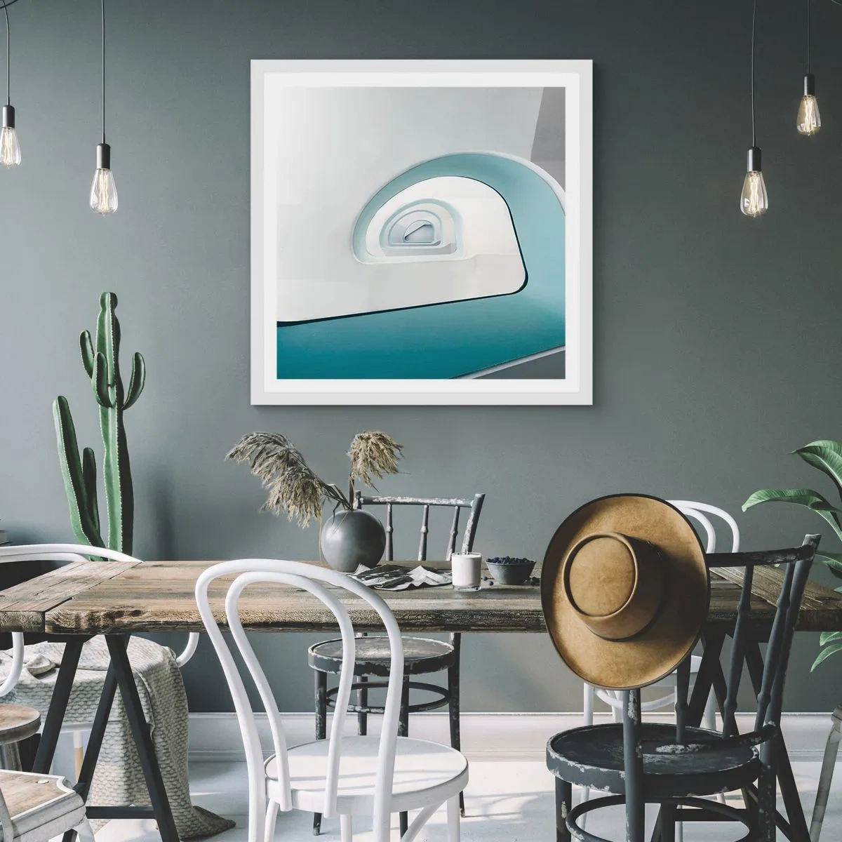 Affiche dans un cadre blanc - Poster - Au profondeur du bleu - 60x60 cm