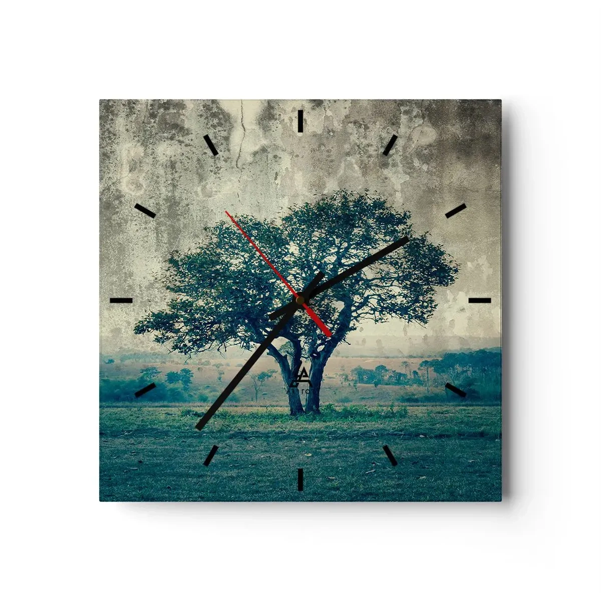 Horloge murale - Pendule murale - Un pommier sur un champ bleu ? - 40x40 cm