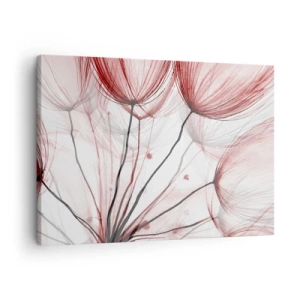 Impression sur toile - Image sur toile - Fleurs délicates dans des tons de rouge sur fond clair - 70x50cm - Avant le départ - Décoration murale moderne pour le salon et la chambre ARTTOR