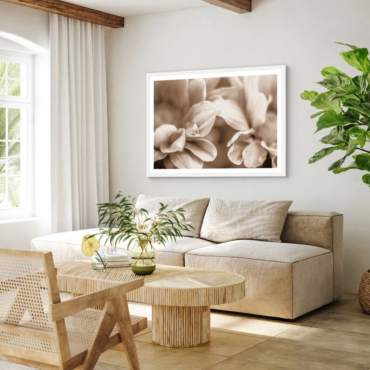 Affiche dans un cadre blanc - Poster - Doux comme un sourire - 91x61 cm