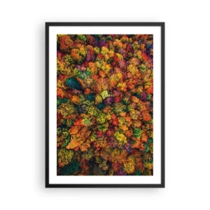 Affiche dans un cadre noir - Poster - Une forêt colorée vue à vol d'oiseau dans sa palette automnale - 50x70cm - Bouquet d'arbres automnal - Décoration murale moderne pour le salon et la chambre ARTTOR