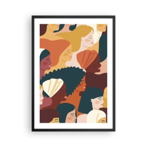Affiche dans un cadre noir - Poster - Graphiques colorés montrant des profils féminins - 50x70cm - Uniquement la féminité - Décoration murale moderne pour le salon et la chambre ARTTOR