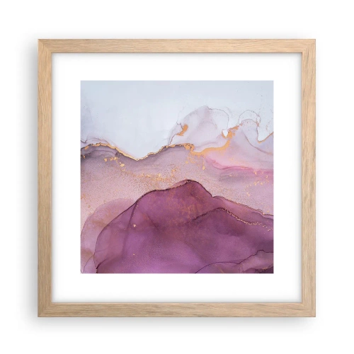 Affiche dans un chêne clair - Poster - Vagues lilas et violettes - 30x30 cm