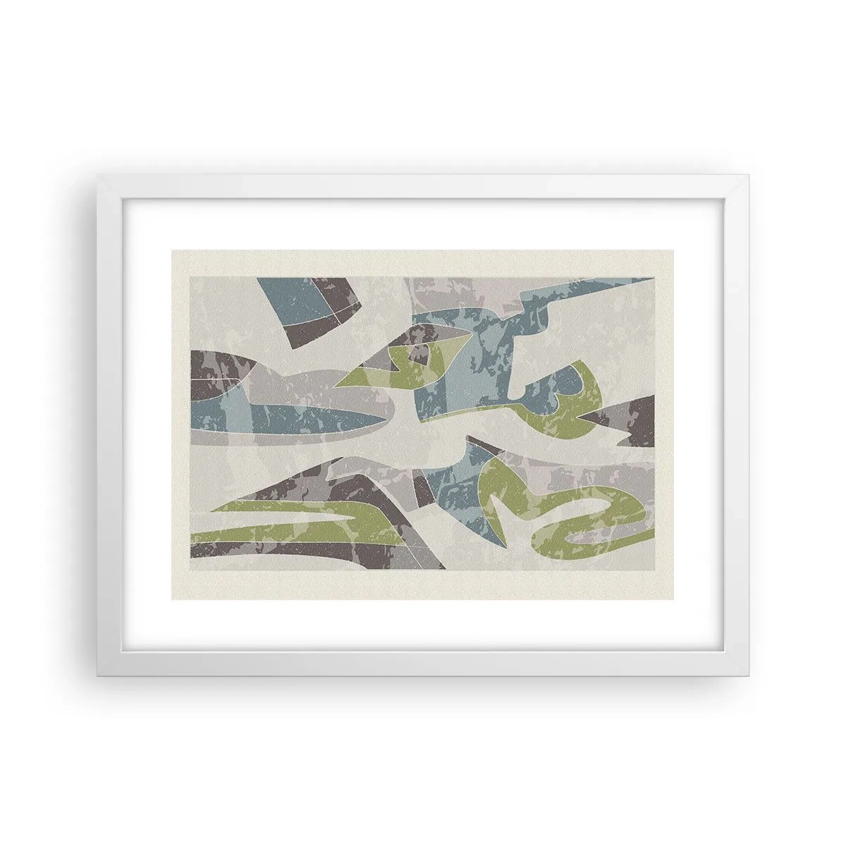 Affiche dans un cadre blanc - Poster - Composition derrière la vitre - 40x30 cm