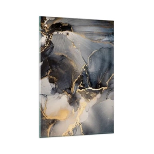 Impression sur verre - Image sur verre - Abstrait or et gris sur toile - 80x120cm - La vie de la pierre - Décoration murale moderne pour le salon et la chambre ARTTOR