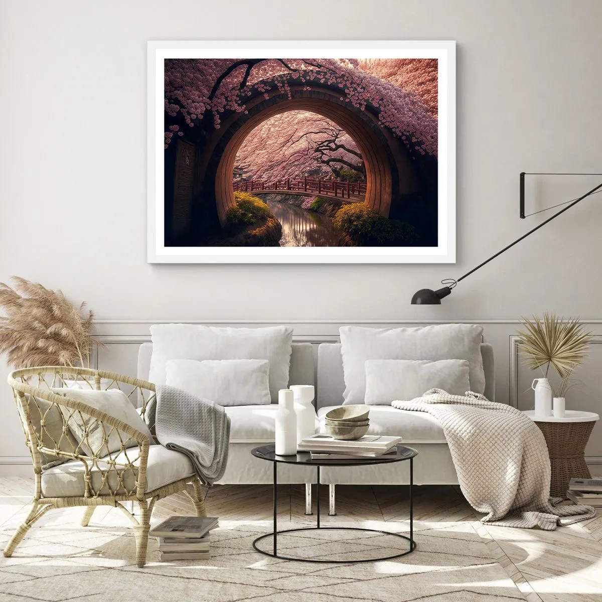 Affiche dans un cadre blanc - Poster - Printemps japonais - 70x50 cm