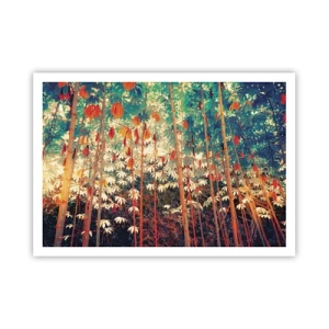 Affiche - Poster - Une forêt de bambous colorée aux couleurs intenses - 100x70cm - La vie secrète des feuilles - Décoration murale moderne pour le salon et la chambre ARTTOR