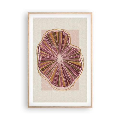 Affiche dans un chêne clair - Poster - Abstraction rayonnante - 61x91 cm