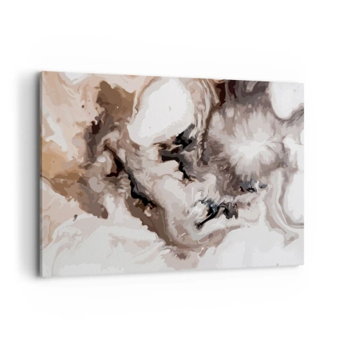 Impression sur toile - Image sur toile - Motif abstrait dans les tons de marron et de blanc - 120x80cm - La naissance d'une galaxie - Décoration murale moderne pour le salon et la chambre ARTTOR