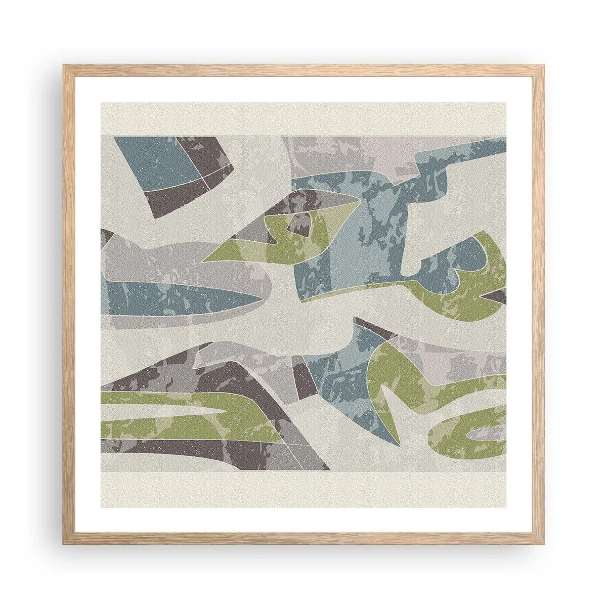 Affiche dans un chêne clair - Poster - Composition derrière la vitre - 60x60 cm