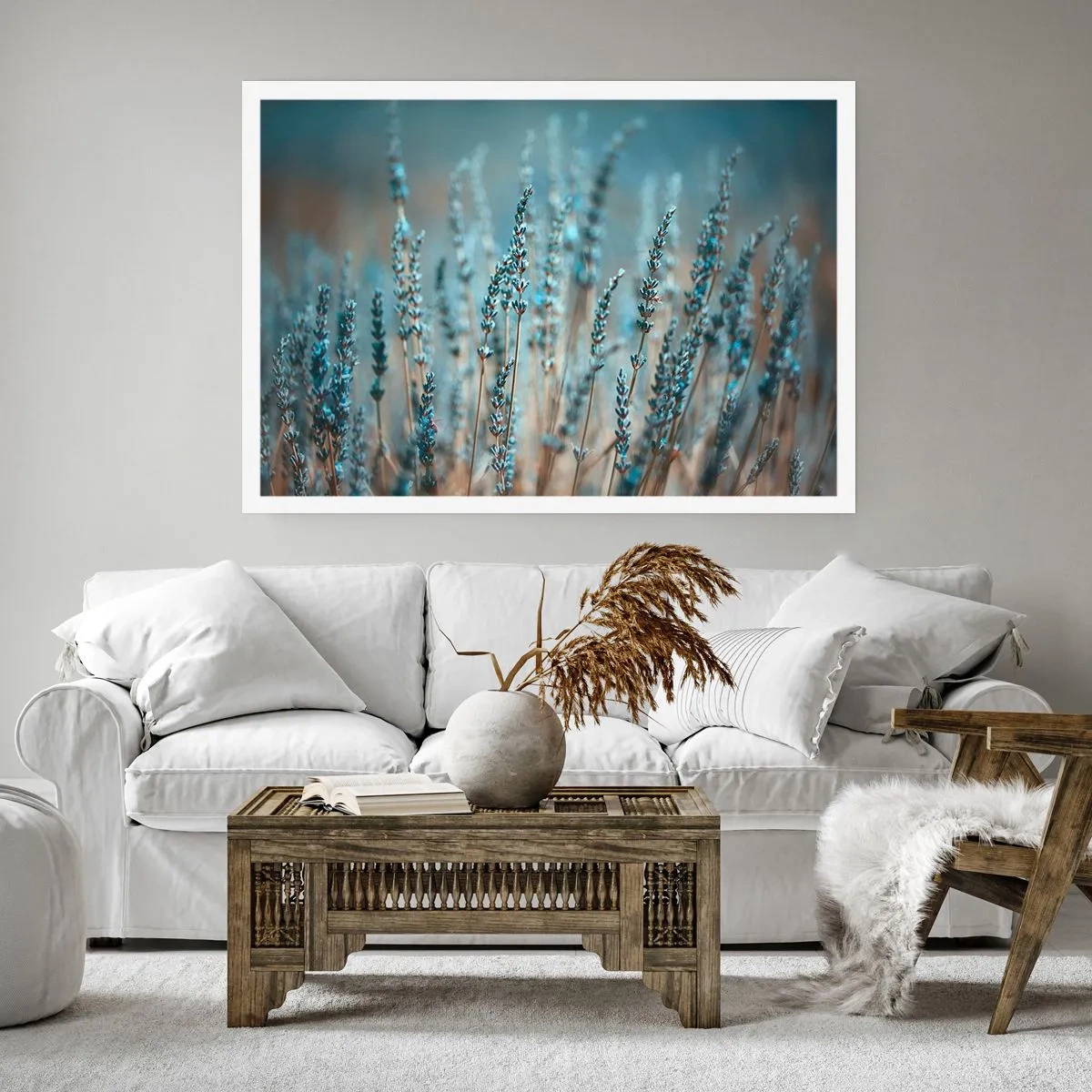 Affiche - Poster - Lavande dans les champs dans des tons pastel subtils - 100x70cm - Tige odorante - Décoration murale moderne pour le salon et la chambre ARTTOR