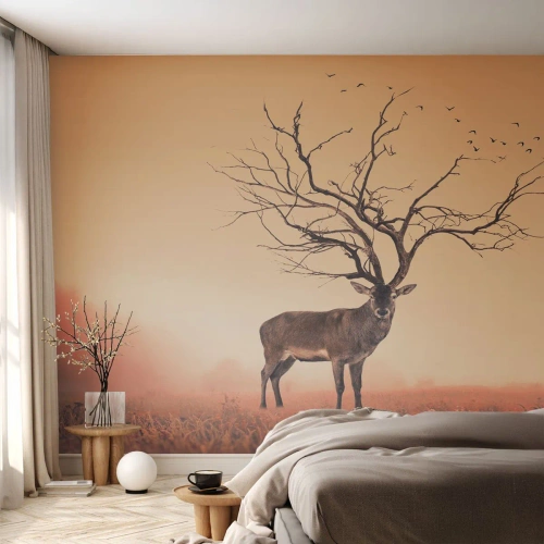 Papier Peint Autocollant Deluxe Sticker - Cerf de Pra - l'esprit éternel de la forêt - Abstraction, Cerf, Nature - 500x350 cm