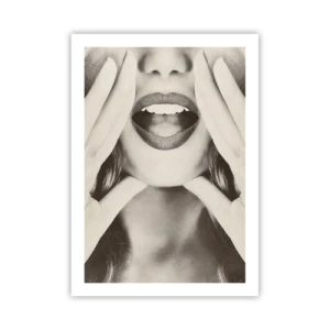 Affiche - Poster - Gros plan artistique des lèvres dans un style monochrome - 50x70cm - J'arrive! - Décoration murale moderne pour le salon et la chambre ARTTOR