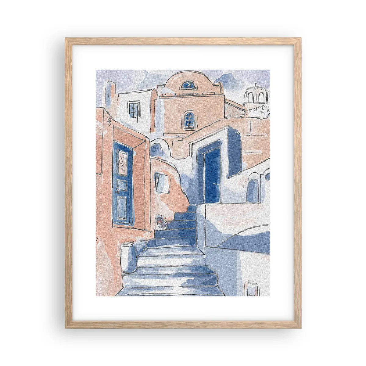 Affiche dans un chêne clair - Poster - Ville exotique - 40x50 cm