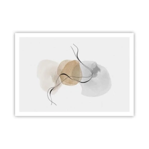 Affiche - Poster - Abstraction minimaliste dans les tons beige et gris - 100x70cm - Perles d'air - Décoration murale moderne pour le salon et la chambre ARTTOR