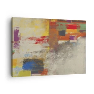 Impression sur toile - Image sur toile - Abstraction colorée avec des formes géométriques - 70x50cm - Géométrie des couleurs - Décoration murale moderne pour le salon et la chambre ARTTOR