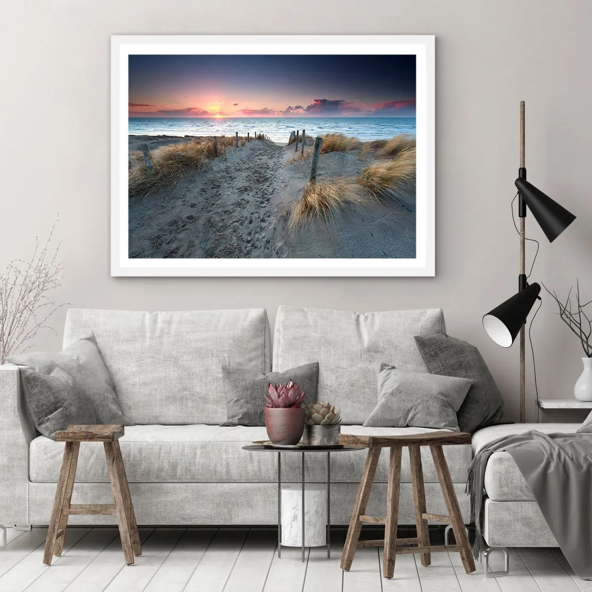 Affiche dans un cadre blanc - Poster - Tu as versé l'éclat de l'arc-en-ciel sur les flots - 100x70 cm