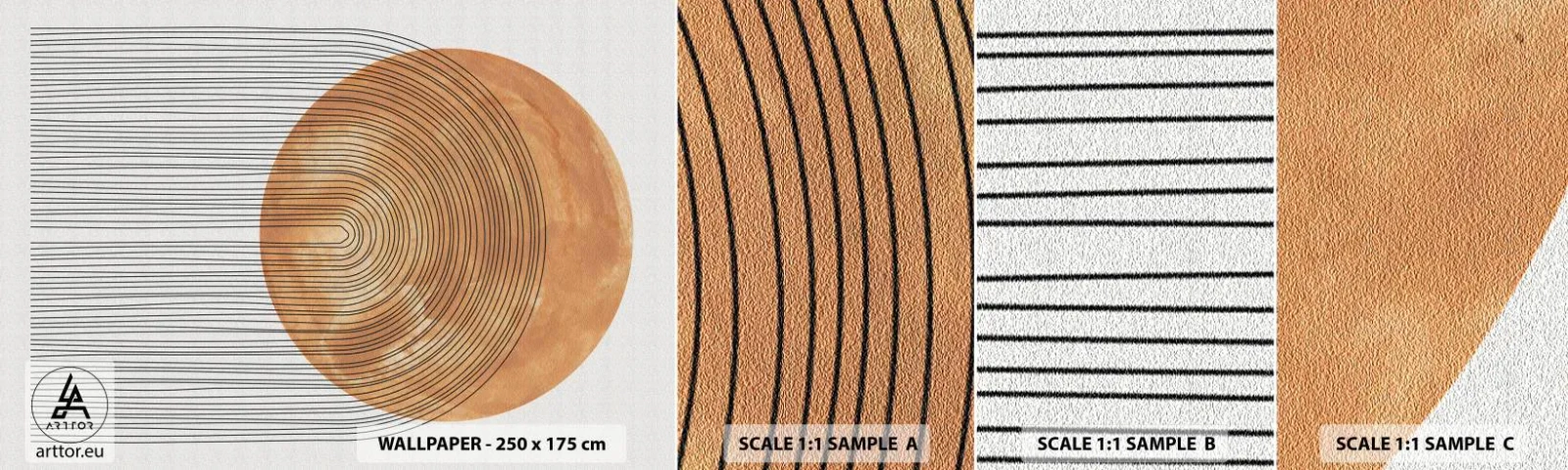 Échantillon de Papier Peint Autocollant Deluxe Sticker - Composition solaire - Bohème, Soleil, Minimalisme - 100x30 cm