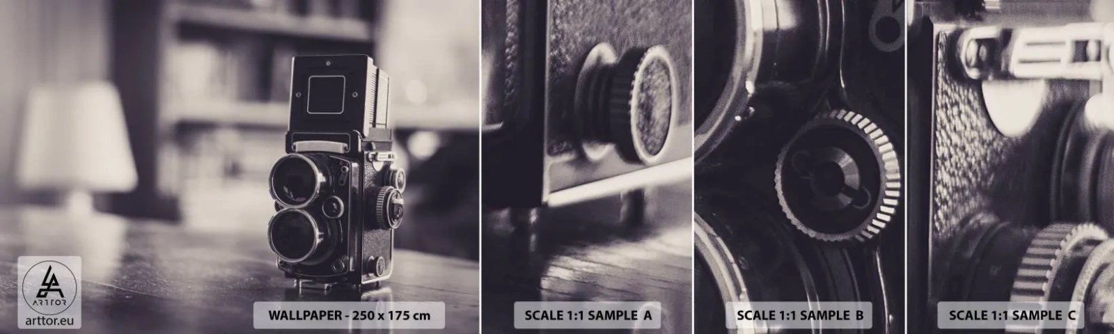 Échantillon de Papier Peint Autocollant Deluxe Sticker - La magie de la photographie ancienne - Rétro, Caméra, Ancien - 100x30 cm