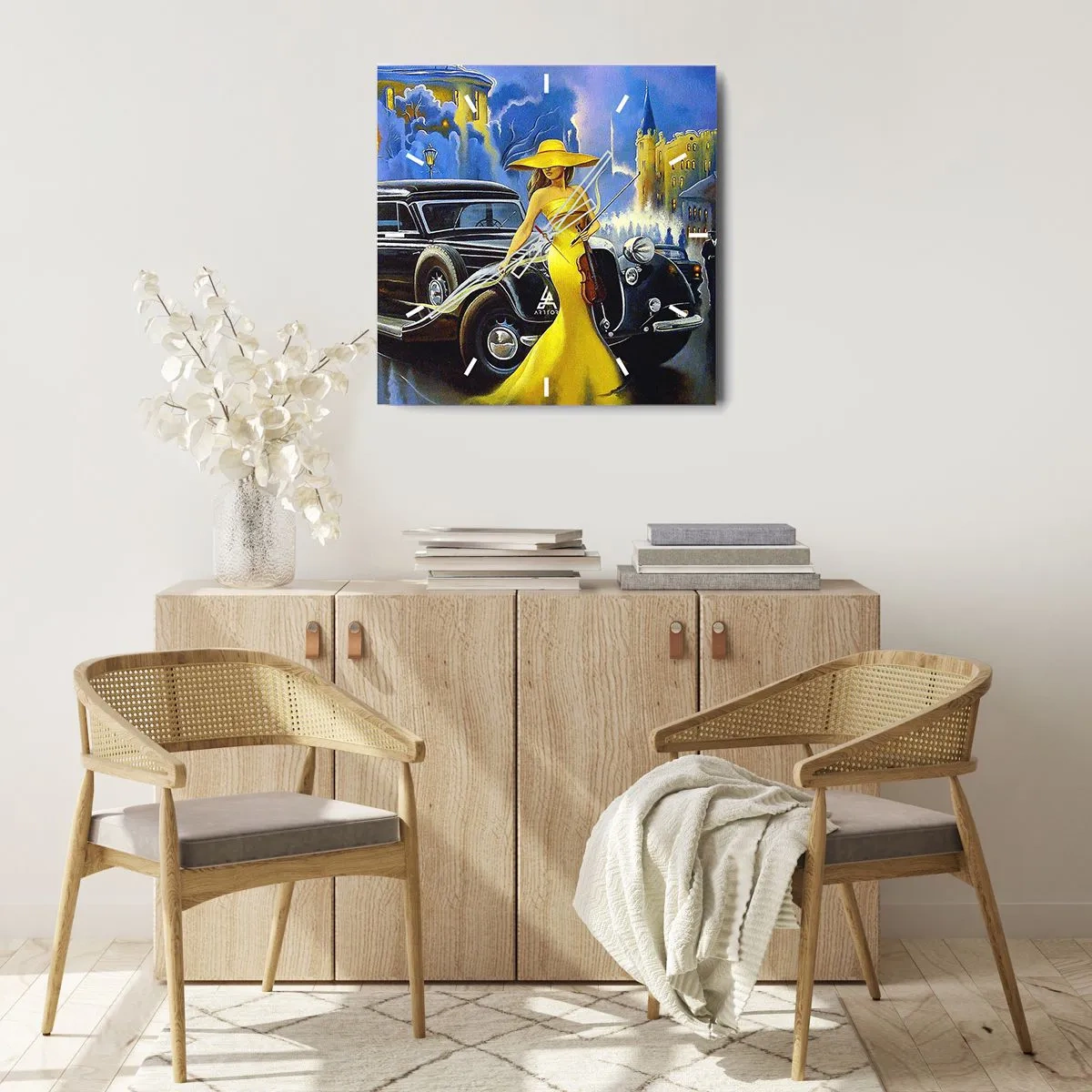 Horloge murale - Pendule murale - Nocturne pour violon et amour - 40x40 cm