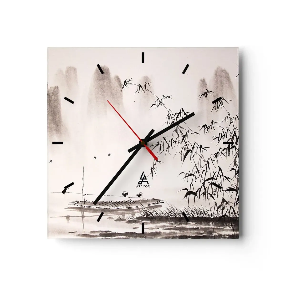 Horloge murale - Pendule murale - Le silence des rizières - 40x40 cm