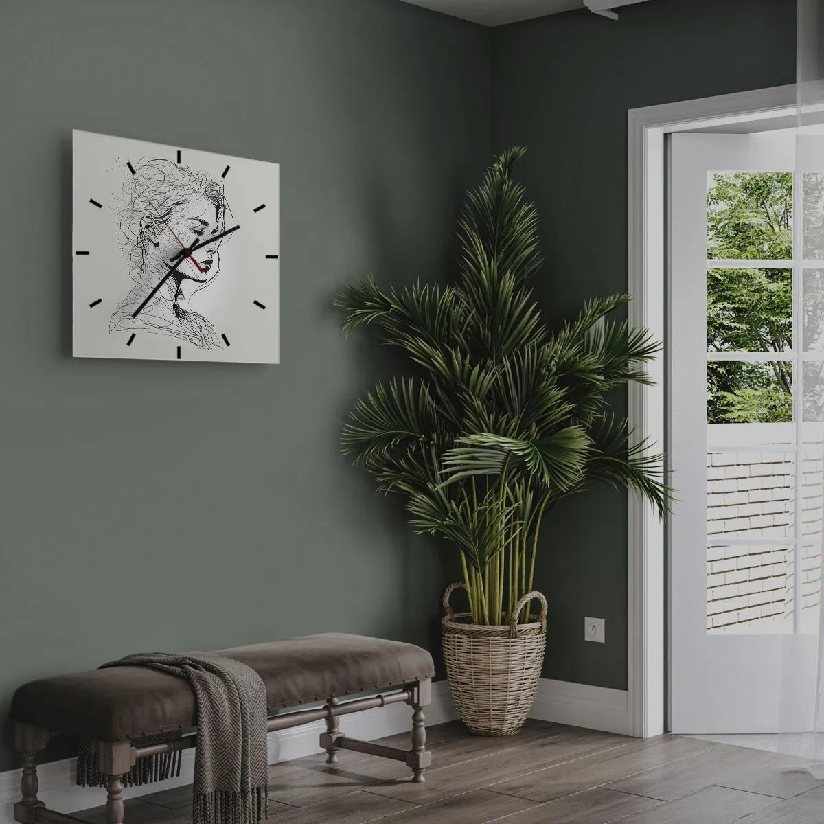 Horloge murale - Pendule murale - Portrait en pensée - 40x40 cm