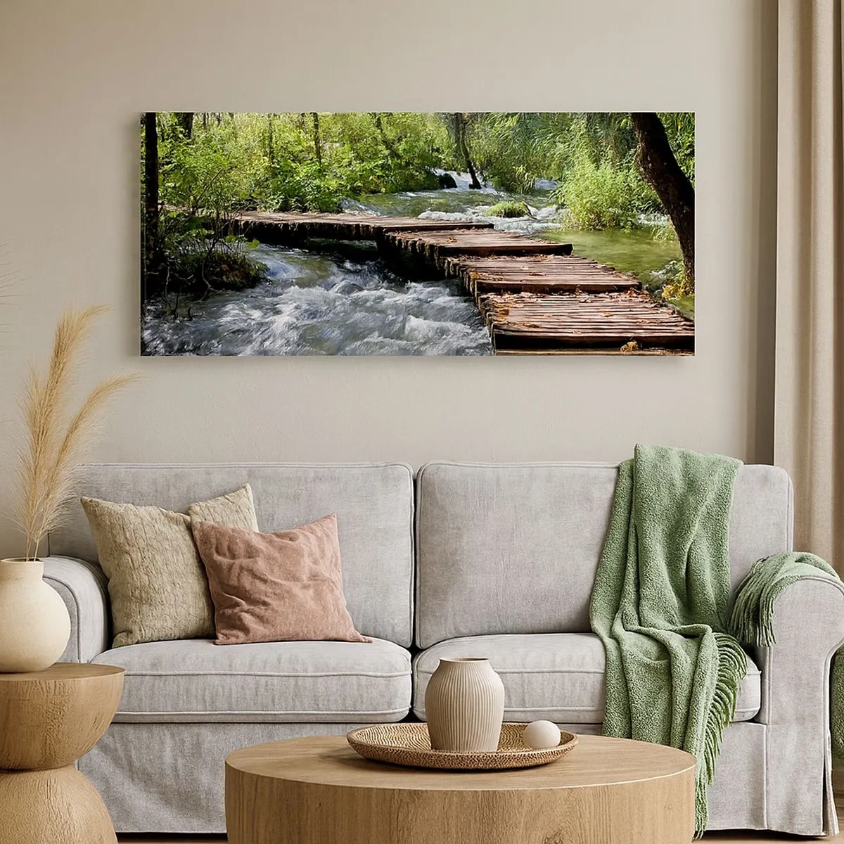 Impression sur toile - Image sur toile - Au-dessus de la cascade mousseuse - 100x40 cm