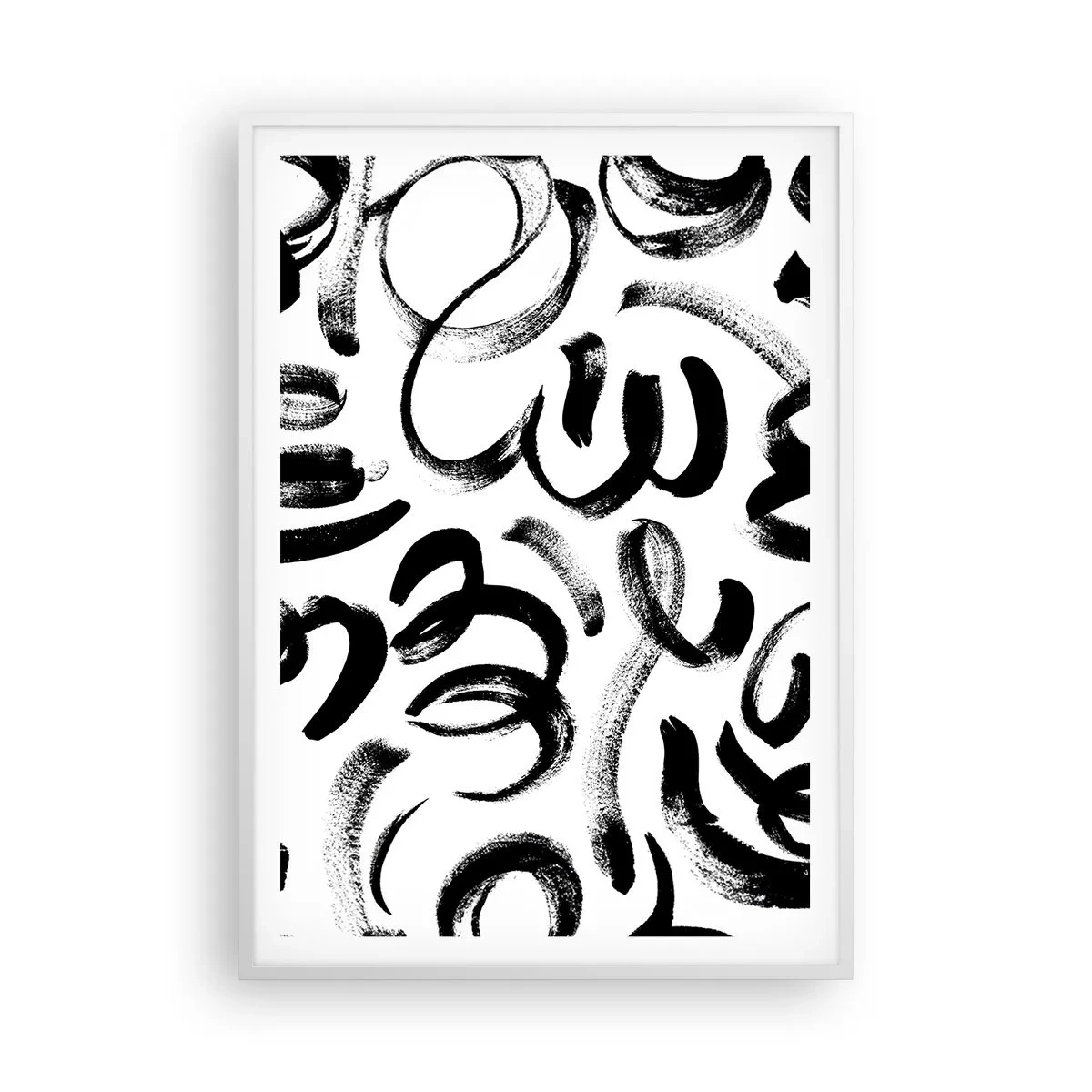 Affiche dans un cadre blanc - Poster - Noir sur blanc - 70x100 cm