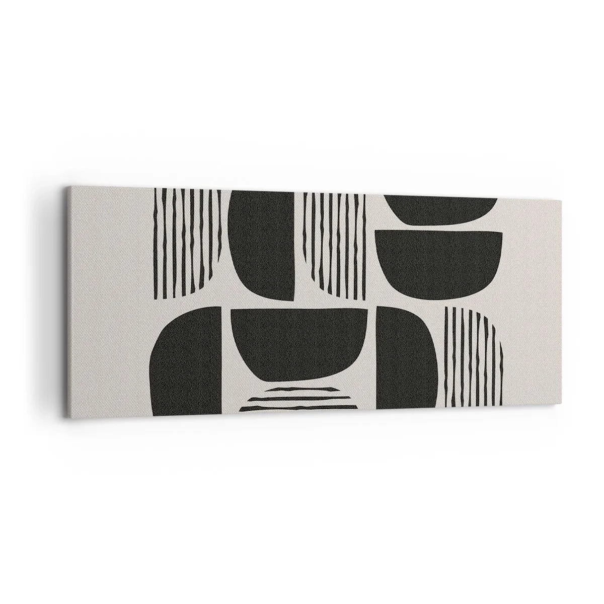 Impression sur toile - Image sur toile - Géométrie avec demi-cercles et lignes en noir sur fond clair - 120x50cm - Offres sans enthousiasme - Décoration murale moderne pour le salon et la chambre ARTTOR