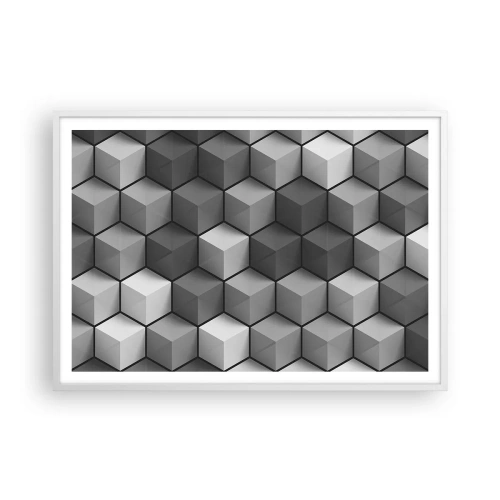 Affiche dans un cadre blanc - Poster - Puzzle cubiste - 100x70 cm